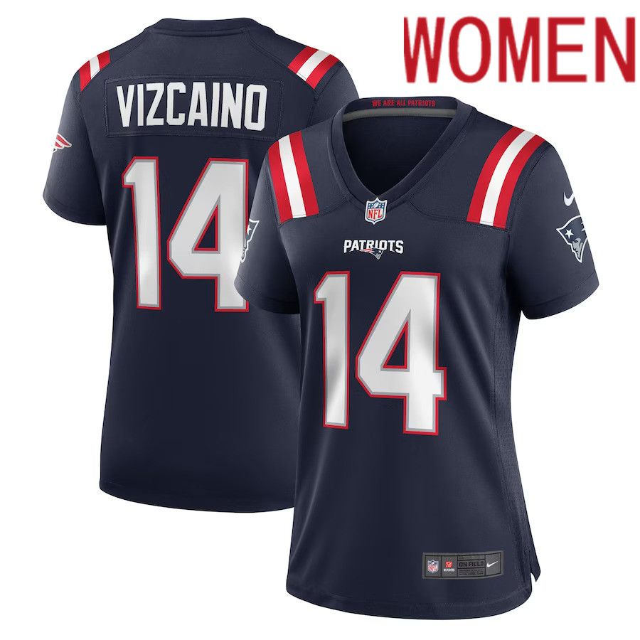 Women New England Patriots #14 Tristan Vizcaino Nike Navy Home Game Player NFL Jersey